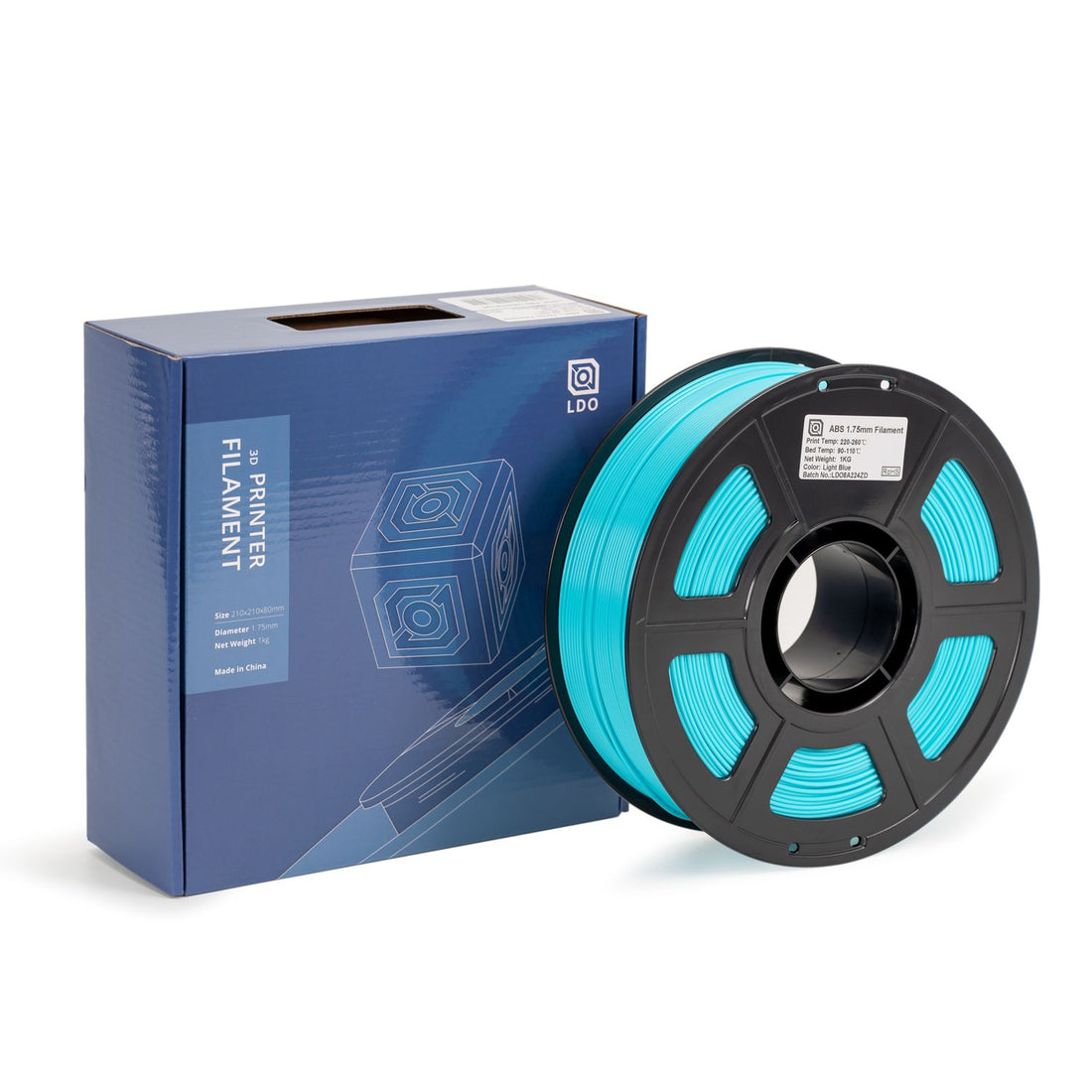 Light Blue ABS by LDO filament 1kg spool AMS friendly