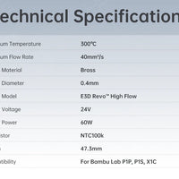 Panda Revo Hot end High Flow Upgrade Bambu Lab P1 Series & X1 Series