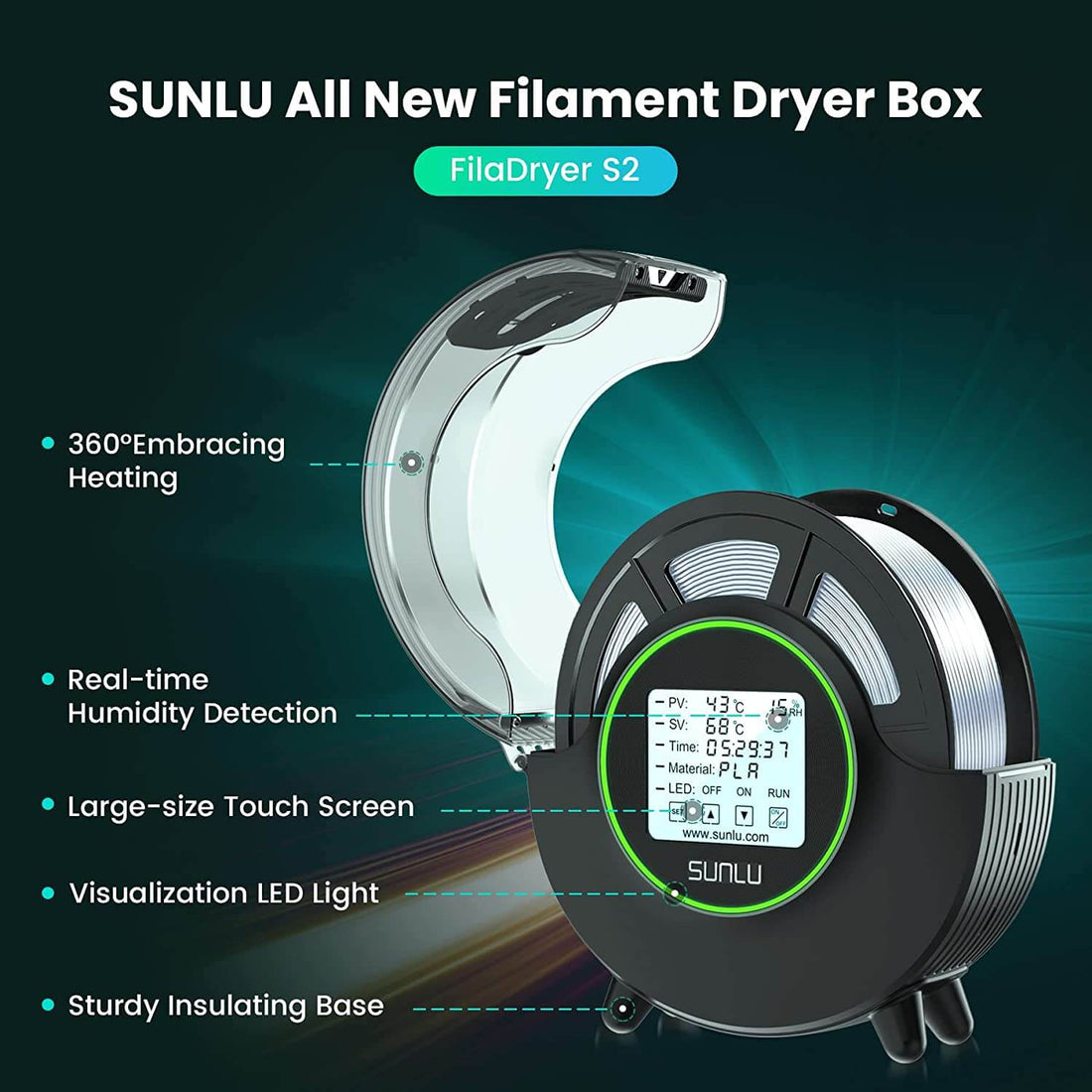Sunlu S2 filament dryer for ABS/ASA/PLA/PETG – Fabreeko